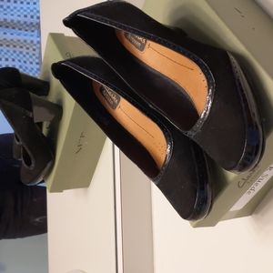 Clarks Artisan black suede heels